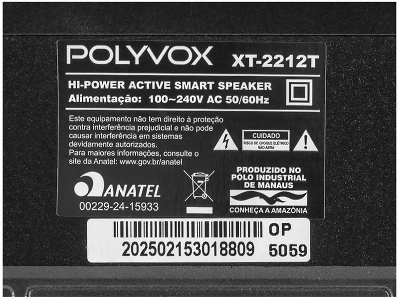 Caixa de Som Amplificada Polyvox Smart Speaker 2500W RMS Bluetooth